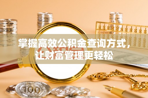 嘉鱼掌握高效公积金查询方式，让财富管理更轻松