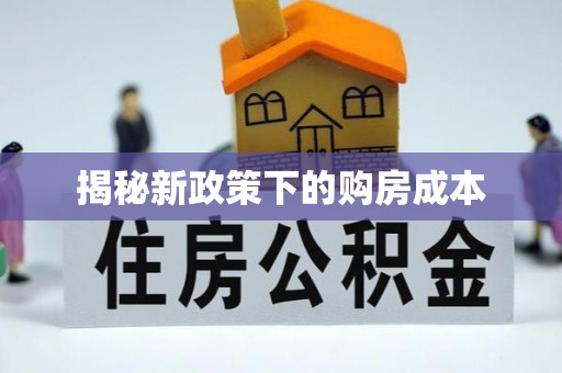 嘉鱼揭秘新政策下的购房成本